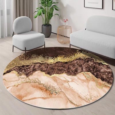 Luxe Gouden Ronde Tapijten voor Woonkamer Sofa's Decoratie Grote Oppervlakte Kleden Slaapkamer Decor Anti-Slip Vloermatten Stoelkleed Wasbaar 60cm 23.62 in