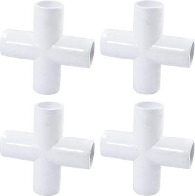 PVC 4-weg fittingen - Kruisstuk connector - Frame bouwen - Meubelkwaliteit PVC - 3/4 inch - Wit