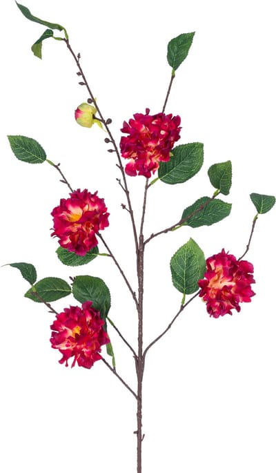 Easyplants | Kunstbloem Japanse Camelia 95 cm wijnrood | Zijde | Nepbloemen | rood | Onderhoudsvrij | Kant-en-klaar