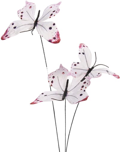 Clayre & Eef Decoratie Tak Vlinder 10x10x65 cm Wit Textiel