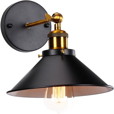 Wandlamp Industrieel 180° Draaibaar E27 Muurlamp Vintage Wandarmatuur voor Woonkamer Slaapkamer Zwart Wit