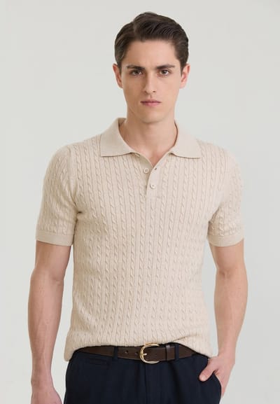 Felix Hardy Polo Shirt Korte Mouwen 100% Katoen Heren Beige - 2Xl