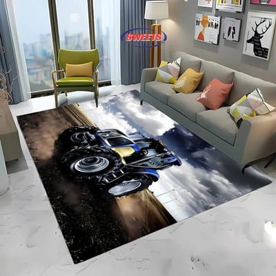 Grote Machines Tractor Serie Patroon Groot Tapijt voor Huis Woonkamer Kinderkamer, Sofa Deurmat Vloerkleed Antislip Decor Mat 90x130cm (35x51in)