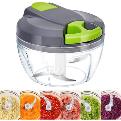 Handmatige Voedselhakker 3 Messen Handmatige Keukenmachine Handheld Knoflookhakker voor Groenten Fruit gray