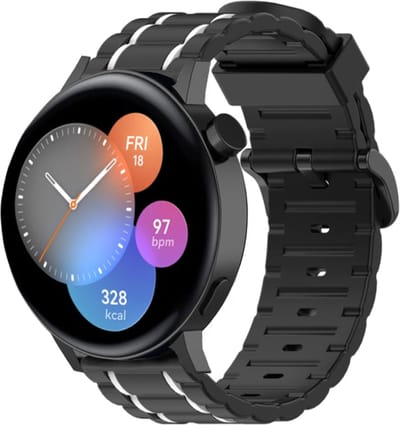 Strap-it Siliconen sport gesp bandje - geschikt voor Huawei Watch GT 2 42mm / GT 3 42mm / GT 3 Pro 43mm - zwart/wit