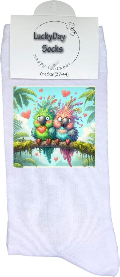 Papagaai - Verjaardag cadeau - Grappige sokken - Print sokken - Leuke sokken voor heren en dames - Moederdag - Vaderdag - Verliefd - Cadeau voor hem en haar - Kerstcadeau - Vrolijke sokken - Valentijns cadeau - Socks waar je Happy van wordt - 37-44