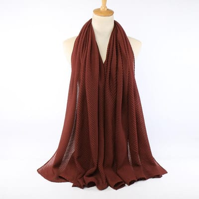Kreuk katoenen sjaal Hoofddoek Hijab Wikkel Effen Dames Effen Sjaals Foulard Femme Dames Hoofdband Moslim Hijabs Winkel brown