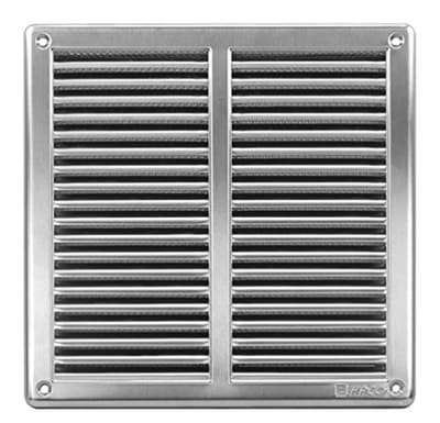 Ventilatierooster RVS met insectennet en weersbestendige lamellen 250x250 mm