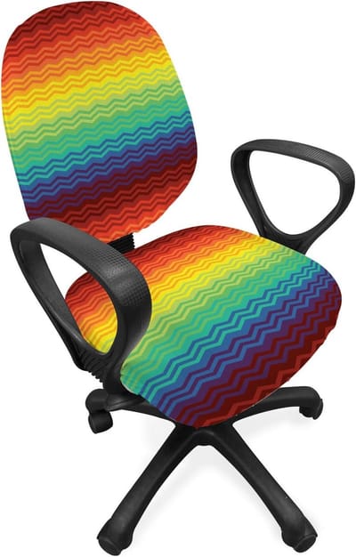 ABAKUHAUS Fiesta bureaustoel met overtrek, Indiase zigzag, decoratieve beschermhoes gemaakt van stretchstof, meerkleurig