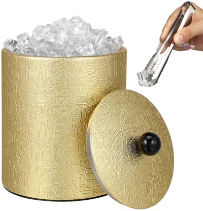Dailygoods- IJsemmer Dubbelwandig met Deksel - IJsblokjeshouder met Tang - Geïntegreerde Zeef - Wijnkoeler/Champagnekoeler - 1,3 L Capaciteit - Perfecte Isolatie - Ijskoeler