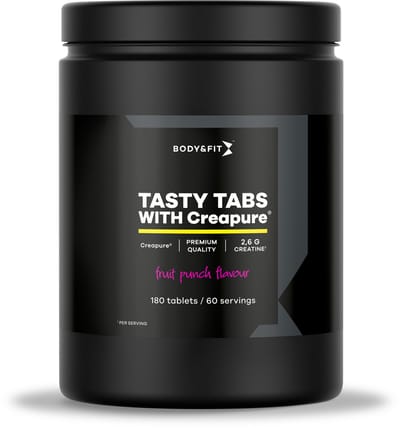 Body & Fit Creapure Tasty Tabs - Creatine Kauwtabletten - Fruit Punch - 180 tabletten (60 doseringen)