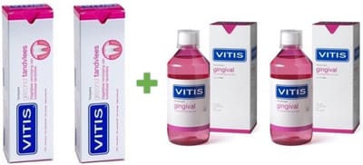 2x Vitis Gingival Mondspoelmiddel + 2x Gingival tandpasta (heet ook wel gezond tandvlees) - Voordeelpakket