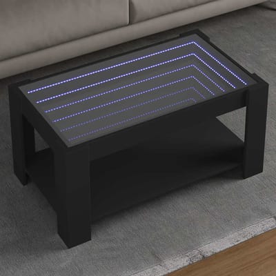 vidaXL - Salontafel - met - LED - 93x53x45 - cm - bewerkt - hout - zwart