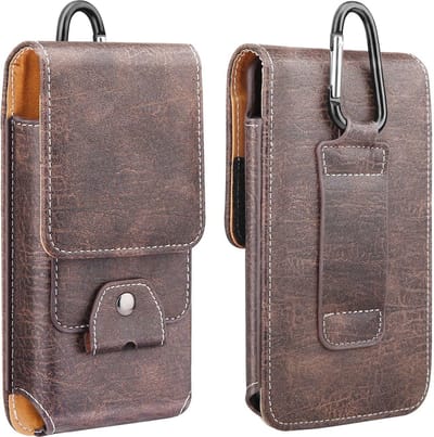 Riem Holster Hoesje - Luxe Universeel Telefoonhoesje verticaal Holster 4.7 inch bruin