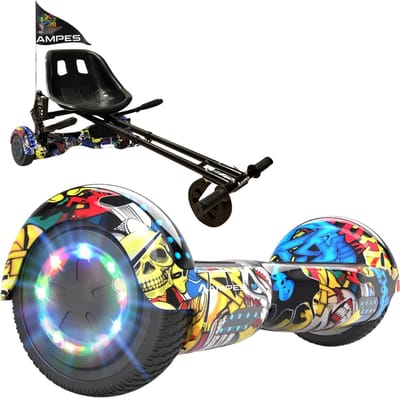 Ampes Hoverboard - Bluetooth Speaker - 24V 4.0 Ah Accu - Oxboard - 12 km/h - UL2272 Gecertificeerd - LED Verlichting - Anti lek banden - Belastbaar tot 120KG - 6.5 Inch - Inclusief Draagtas - 700W - Hiphop + Hoverkart met vering