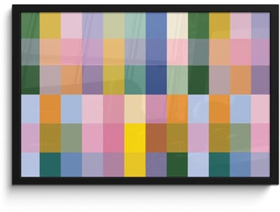 Poster in lijst - Fotolijst 60x40 cm - Posters - Blokken - Vierkant - Patroon - Gekleurd - Posterlijst zwart - Decoratie - Wanddecoratie woonkamer - Muurdecoratie slaapkamer