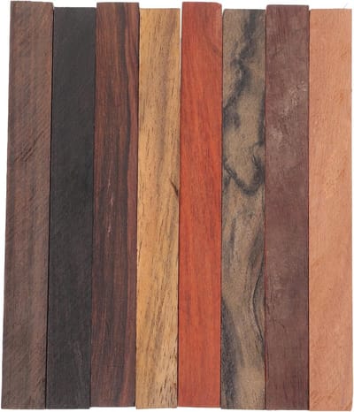 8-delige set houten spinnen, unieke exotische houten blanken voor creatieve DIY houtprojecten, accessoires voor penvormgeving en ambachtelijke decoraties