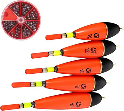 Visdrijfset - Dobbers met lood - Vissen op snoek - Hoge gevoeligheid - 5 stuks 5-15g - Rood