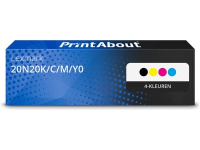 PrintAbout huismerk Toner 20N20K/C/M/Y0 4-kleuren Multipack Geschikt voor Lexmark