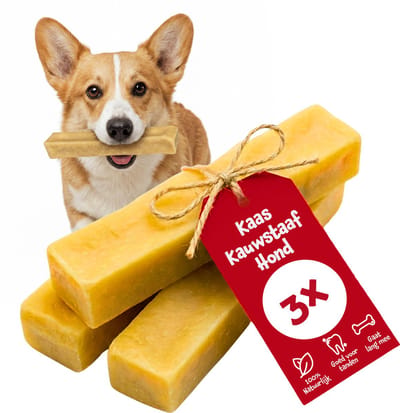Chewpi Kauwstaaf Hond (5-10kg) - Medium, Churpi 3-pack - 100% Natuurlijke Hondensnacks - Yak Kaas Hond - Gemaakt in België