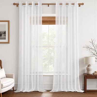 Dailygoods- Voilegordijnen Transparant - Set van 2 - 140 x 300 cm - Zachte Gordijnen - Japanse Stijl - Semi-Verduisterend