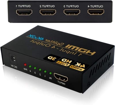 HDMI Splitter 1 in 4 Uitgang voor 4K Video, Audio Splitter en Duplicator voor PS4, Chromecast en Blu-Ray Spelers - Ondersteunt HDCP, UHD en 3D 1080P @ 30Hz