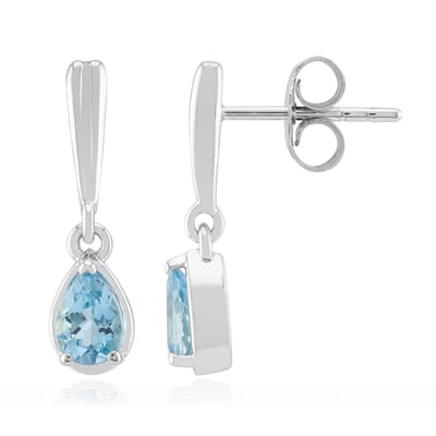Cavill - Elegante Oorbellen 925 Sterling Zilver Gerhodineerd - Santa Maria Aquamarijn 0,578 ct - Peervormige Blauwe Edelsteen - Dames Sieraden