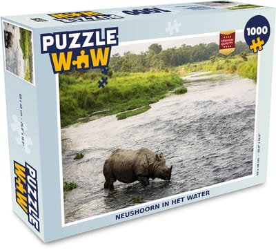 Puzzel Neushoorn in het water - Legpuzzel - Puzzel 1000 stukjes volwassenen