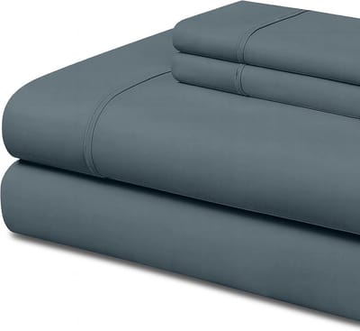 Lakenpakket 4-delig met bies voor laken 180x200 cm - Tweepersoonsbed - Grijs