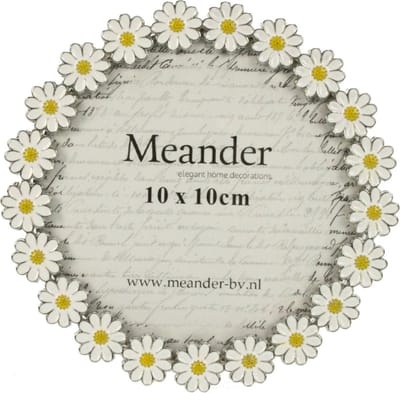 Fotolijstje met margrietjes metaal rond Ø11,6x1,5cm
