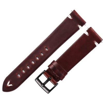Bracelet de montre en cuir noir marron foncé, cuir italien ciré à l'huile, 18 mm, 20 mm, 22 mm, boucle à dégagement rapide, cuir de vache, fait main 22mm brun-noir foncé