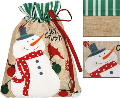 Springos Kerstzak | Cadeautas | Sneeuwpop | 28 x 21 cm