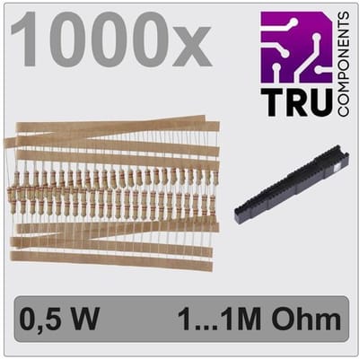 TRU COMPONENTS TC-12888492 T22P106 Koolfilmweerstand assortiment Axiaal bedraad 0.5 W 5 % 1000 stuk(s)