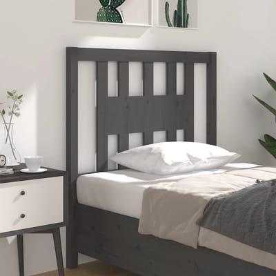 Hoofdeinde Massief Grenen - Houten Rugsteun - Slaapkamer Decoratie - Rustiek Natuurlijk Design - 96 x 100 cm - Grijs