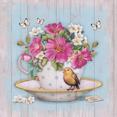Diamond Painting Cup Bird Diamond Borduren Bloemen Rood Patroon Steentjes Handwerken DIY Mozaïek Kits Ambachten 30X30CM