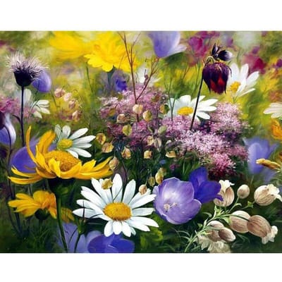 Diamantborduurwinkel  paarse madeliefje  diamantschilderij kruissteek volledige ronde boor 20X30CM yellow