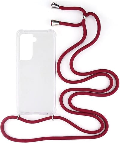 Shop4 - Samsung Galaxy S21 Hoesje - Zachte Back Case met Koord Donker Rood