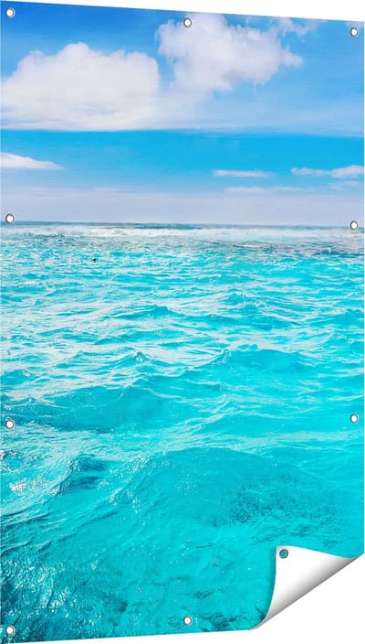 Gards Tuinposter Blauwe Caribische Zee Water - 80x120 cm - Tuindoek - Tuindecoratie - Wanddecoratie buiten - Tuinschilderij