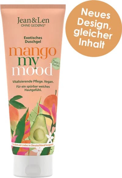 Jean & Len Douchegel Mango & Avocado 250 ml - vegan, dierproefvrij, zonder siliconen, zonder parabenen, zonder microplastics, voor gevoelige huid