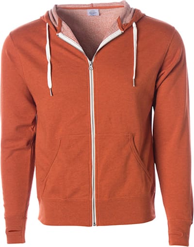 Independent Unisex Midweight French Terry Zip Hood NP354 - Burnt Orange Heather - XS