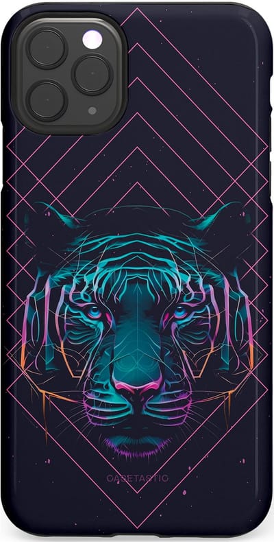 Casetastic hoesje geschikt voor Apple iPhone 11 Pro Max - Dubbellaagse bescherming - Neon Tijger - Fashion Case - Donkerblauw