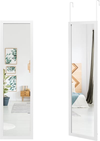 COSTWAY Volledige spiegel, 33 x 120 cm, 2-in-1 wandspiegel en deurspiegel, hangspiegel, spiegel voor garderobe, slaapkamer, woonkamer