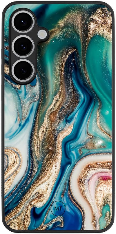 Hoesje geschikt voor Samsung Galaxy S24 FE - Magic marble - TPU Hard Case Backcover - Multi, Groen - Mooie Telefoonhoesjes