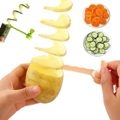 Groente Spiraalsnijder & Mandoline – Voor Aardappels, Komkommer en Meer | Keuken Gadget voor Gezonde Chips | Dunschiller & Groentesnijder in 1 | Vaatwasserbestendig
