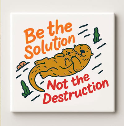 Grappige Motivatie Tegel – “Wees de Oplossing, Niet de Vernietiging” – Positieve Quote Wanddecoratie – Keramische Tegel 15x15cm – Inspirerend Cadeau Idee
