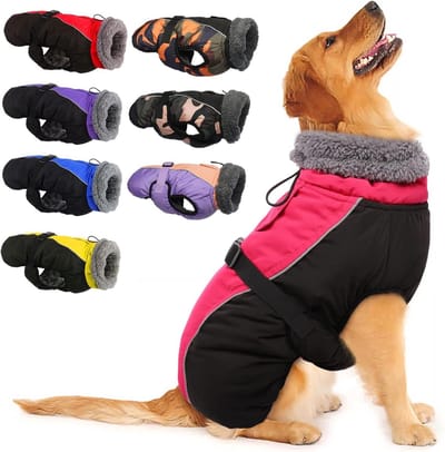 Warme Hondenjas - Honden winterjas - Bescherming tegen kou - Reflecterende strepen - Verstelbaar - Zwart