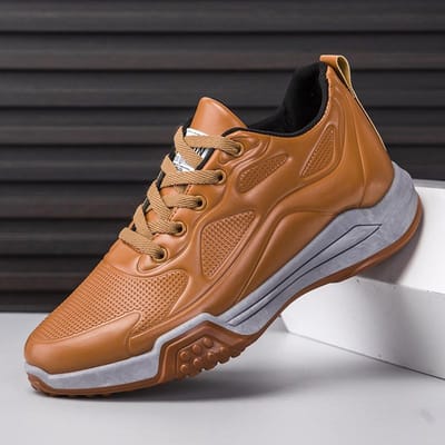Herenschoenen Lente Nieuwe Schoenen Mode Warme Schoenen Enkel Katoen Zelfde Stijl Heren Leer Casual Schoenen Schoenen met dikke zool 44 brown