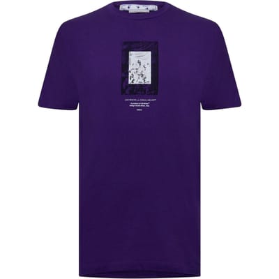 Off White Heren Spiegel Katoen Regular T-shirt met korte mouwen (Paars)