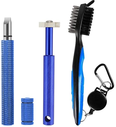 Dailygoods- Groefreiniger 3 Stuks - Golf Borstel - Intrekbare Reinigingsborstel - Karabijnhaak - Roestvrij Staal - Comfortabele Handgreep - Golfborstel