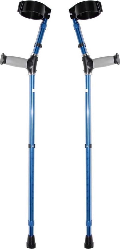 Premis - Elleboogkrukken - Standaard Softgrip - Verstelbaar - 75-100 cm - Paar - Gesloten Manchet - Blauw